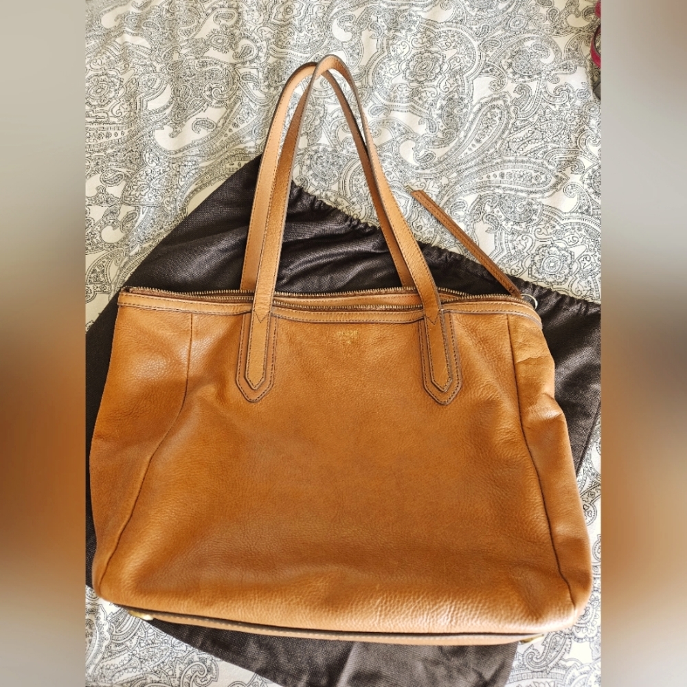 Large leather Fossil tote bag